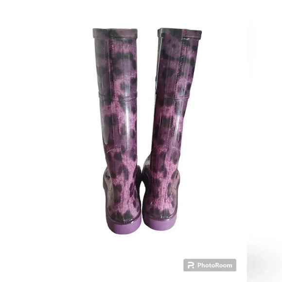 Dolce & GabbanaDolce and Gabbana Purple Leopard Print Wellington Rubber Boots - Picture 3 of 8